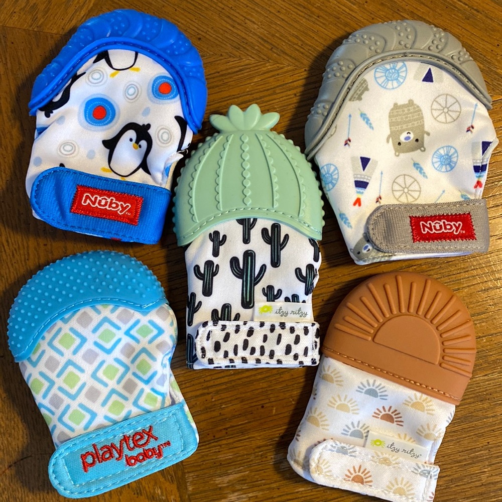 Teething mittens never used (Nuby, Playtex and itzy ritzy brands)